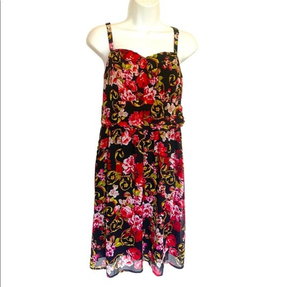 Torrid Floral Chiffon Rose Print Strappy Dress